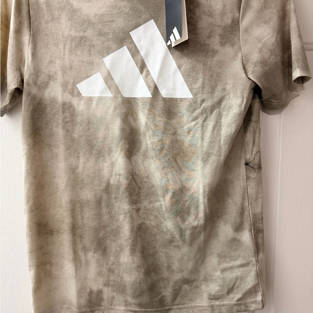 Adidas Khaki Tie-Dye Short Sleeve Tee with White Logo